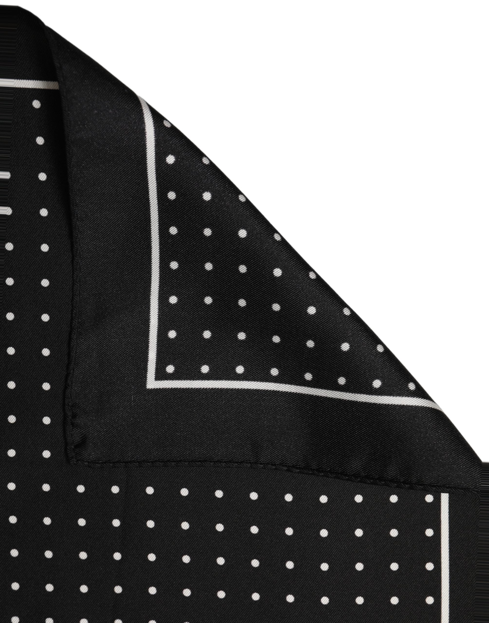 Dolce & Gabbana Dolce & Gabbana Black Polka Dot Pocket Square Foulard Men's Scarf
