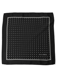 Dolce & Gabbana Dolce & Gabbana Black Polka Dot Pocket Square Foulard Men's Scarf