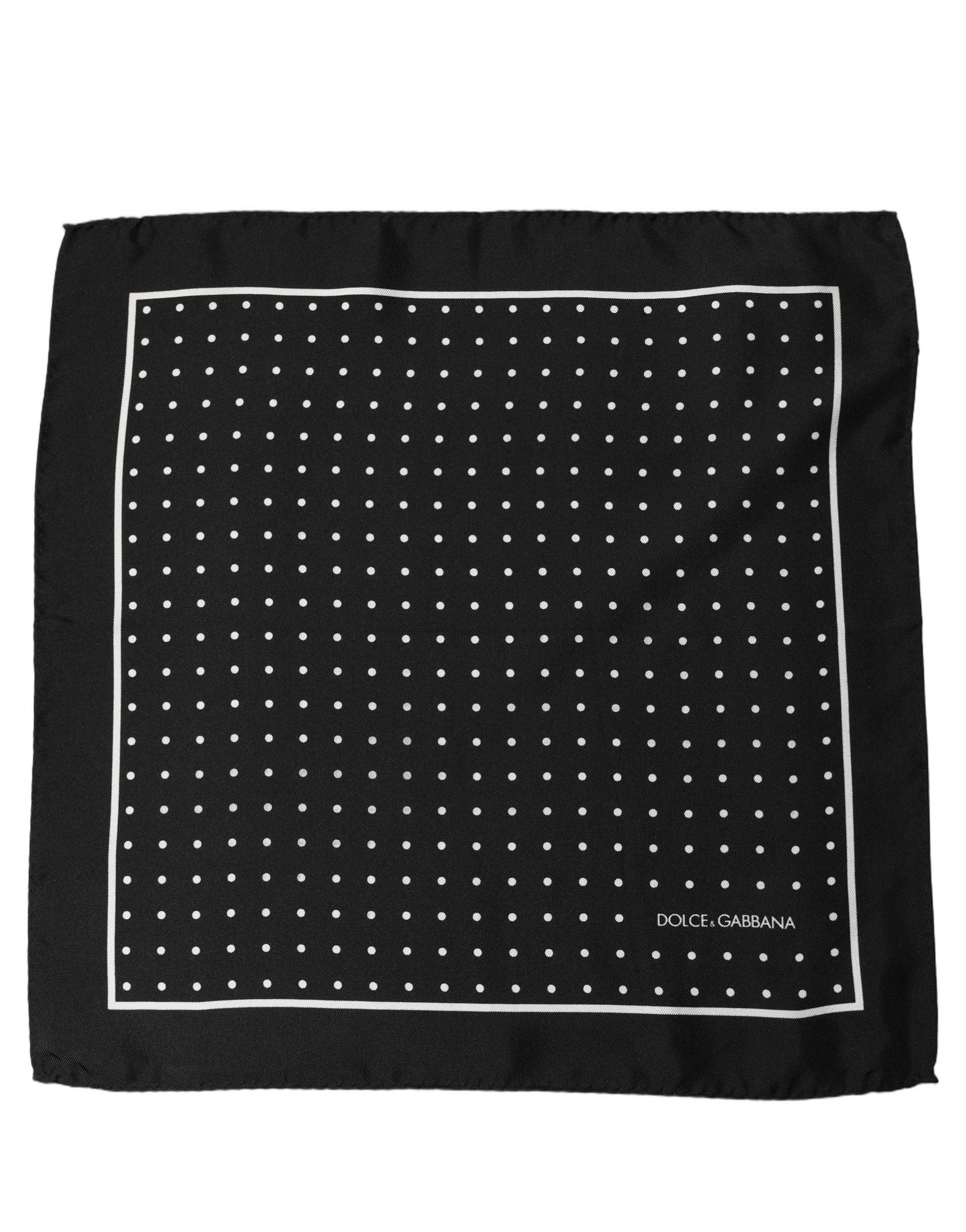 Dolce & Gabbana Dolce & Gabbana Black Polka Dot Pocket Square Foulard Men's Scarf