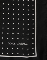 Dolce & Gabbana Dolce & Gabbana Black Polka Dot Pocket Square Foulard Men's Scarf