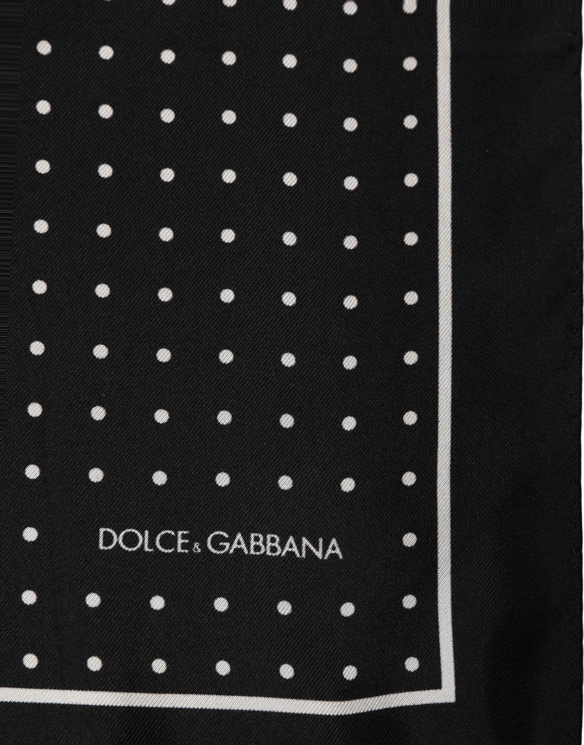 Dolce & Gabbana Dolce & Gabbana Black Polka Dot Pocket Square Foulard Men's Scarf