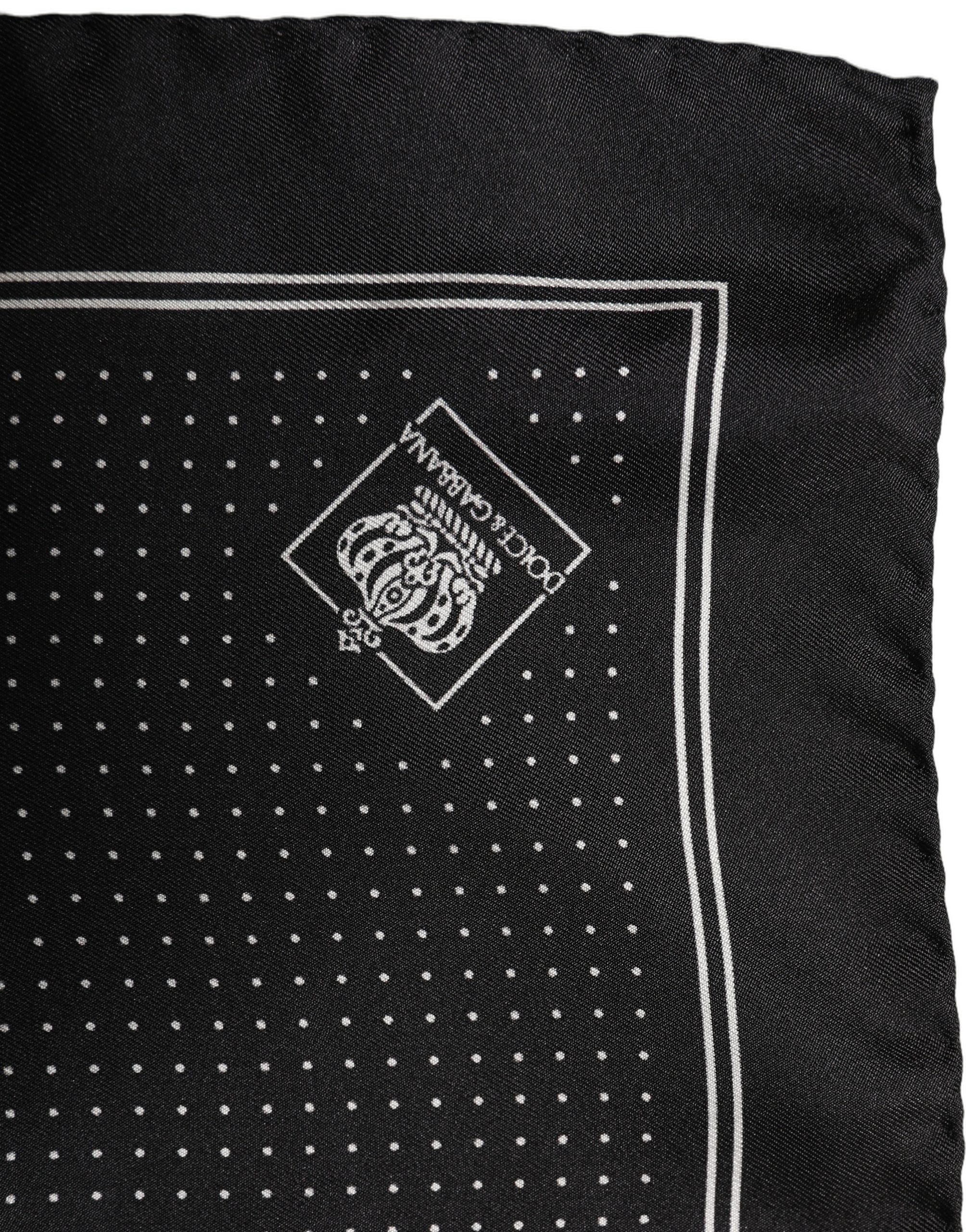 Dolce & Gabbana Dolce & Gabbana Black Polka Dot Pocket Square Foulard Men's Scarf