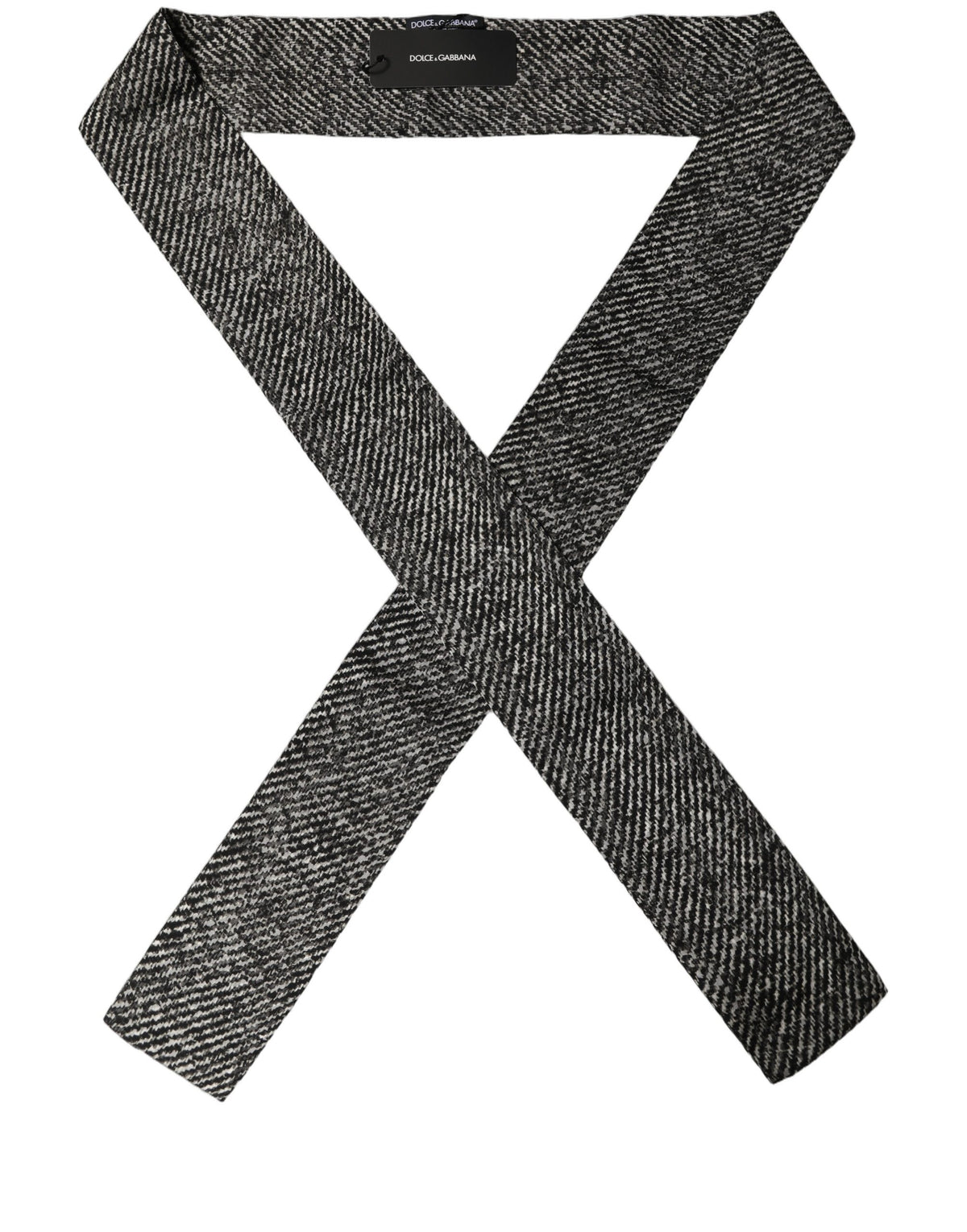 Dolce & Gabbana Dolce & Gabbana Black White Herringbone Tweed Shawl Men's Scarf