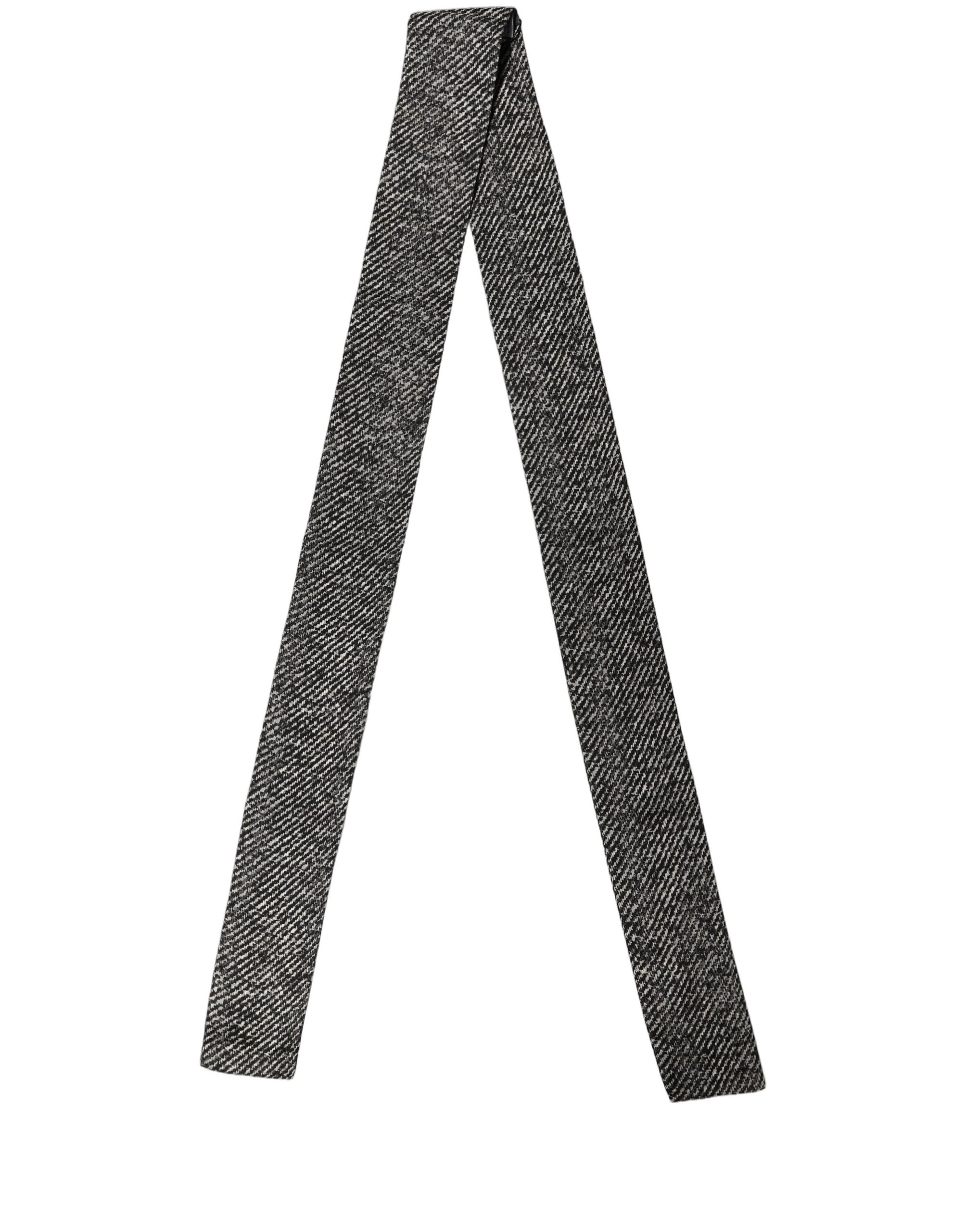 Dolce & Gabbana Dolce & Gabbana Black White Herringbone Tweed Shawl Men's Scarf
