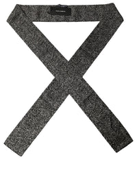 Dolce & Gabbana Dolce & Gabbana Black White Herringbone Tweed Shawl Men's Scarf