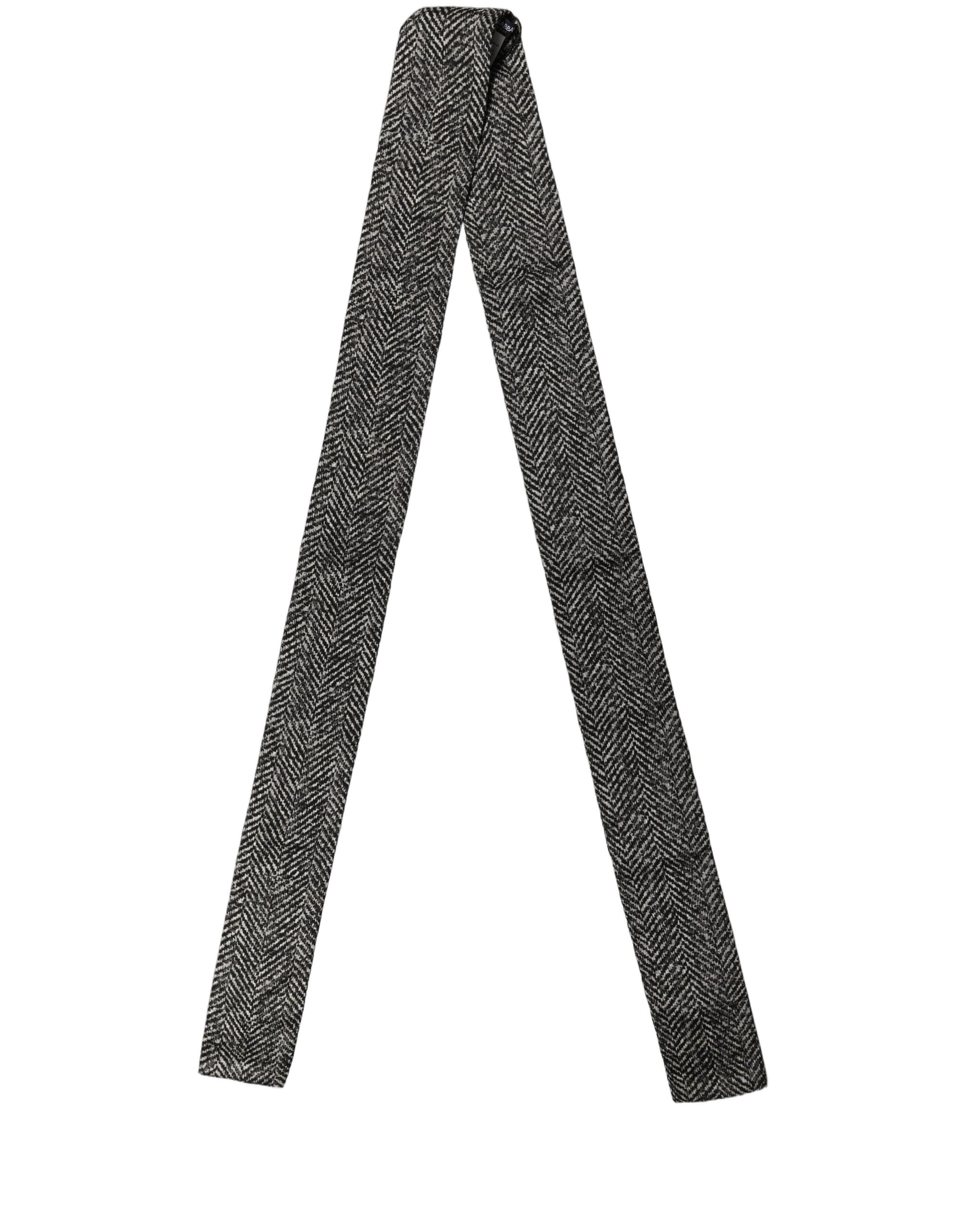 Dolce & Gabbana Dolce & Gabbana Black White Herringbone Tweed Shawl Men's Scarf