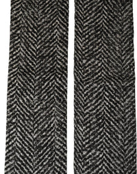Dolce & Gabbana Dolce & Gabbana Black White Herringbone Tweed Shawl Men's Scarf