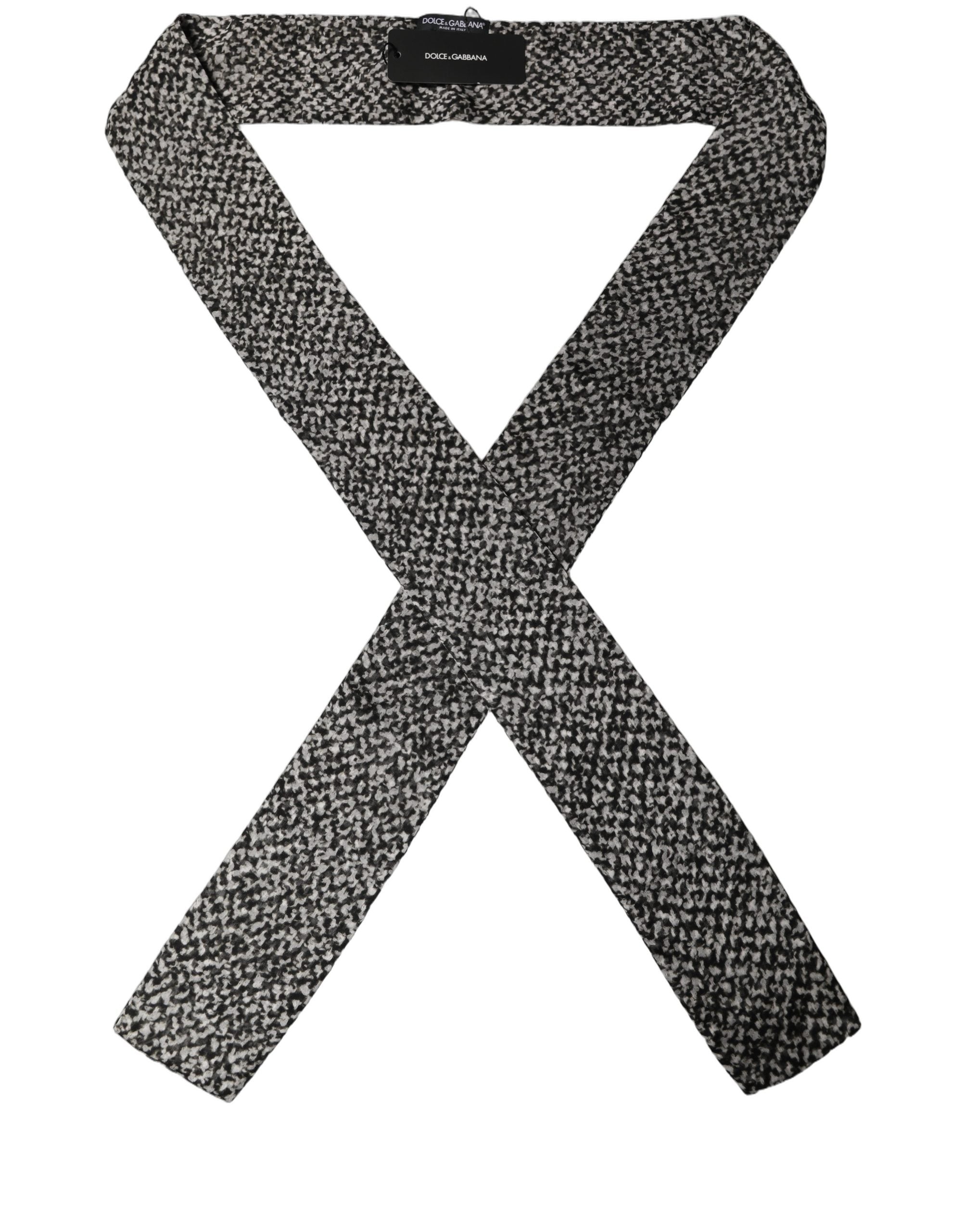 Dolce & Gabbana Dolce & Gabbana Black White Herringbone Tweed Shawl Men's Scarf
