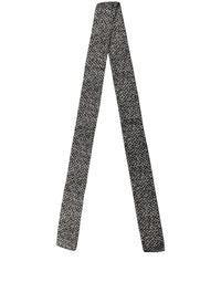 Dolce & Gabbana Dolce & Gabbana Black White Herringbone Tweed Shawl Men's Scarf