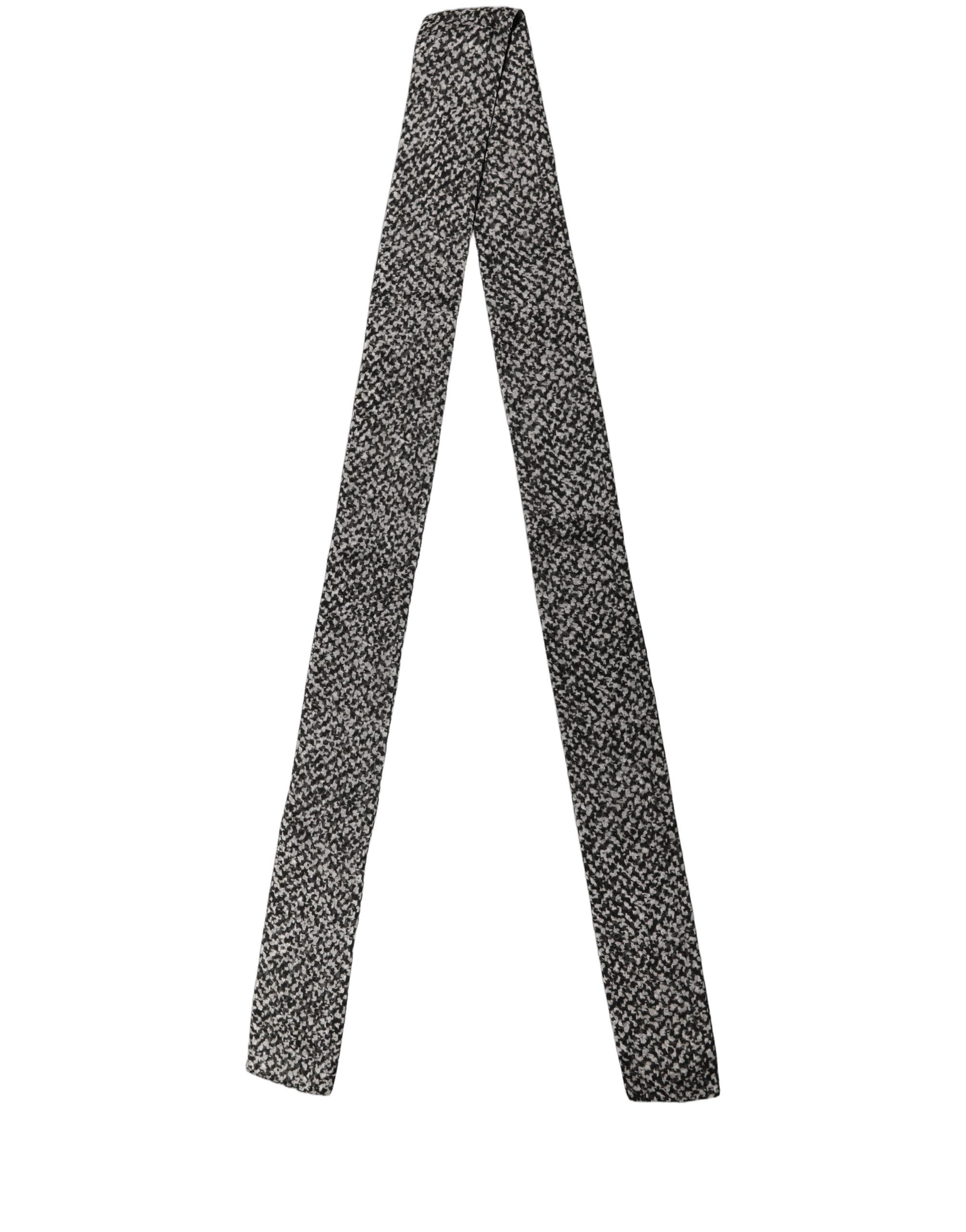 Dolce & Gabbana Dolce & Gabbana Black White Herringbone Tweed Shawl Men's Scarf