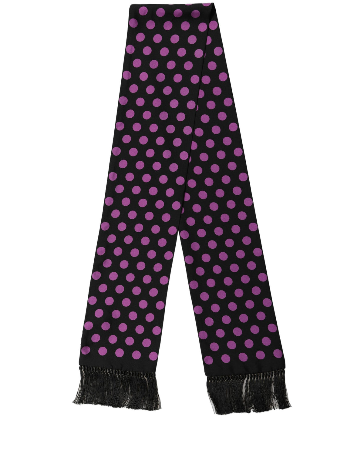 Dolce & Gabbana Dolce & Gabbana Men Black Purple Polka Dot Fringed Lace Stole Men's Scarf
