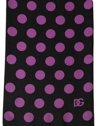 Dolce & Gabbana Dolce & Gabbana Men Black Purple Polka Dot Fringed Lace Stole Men's Scarf