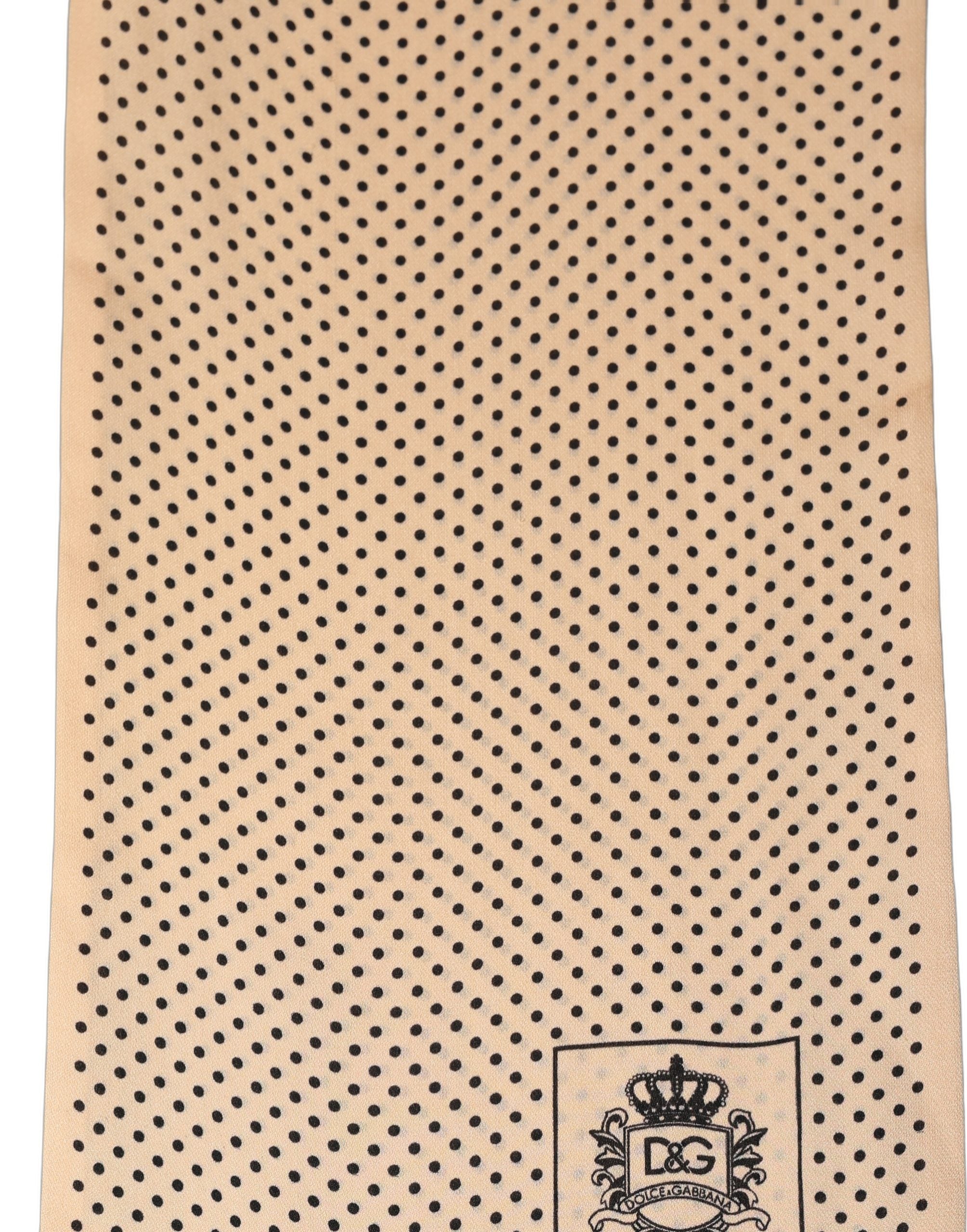 Dolce & Gabbana Dolce & Gabbana Beige Silk Dotted Fringed Neck Shawl Men's Scarf