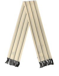 Dolce & Gabbana Dolce & Gabbana Beige Silk Striped Fringed Neck Shawl Men's Scarf