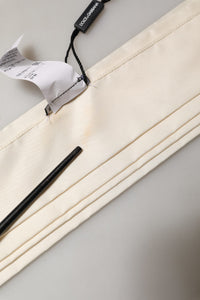 Dolce & Gabbana Dolce & Gabbana Men Cream Satin Silk Fringed Neck Shawl Men's Scarf