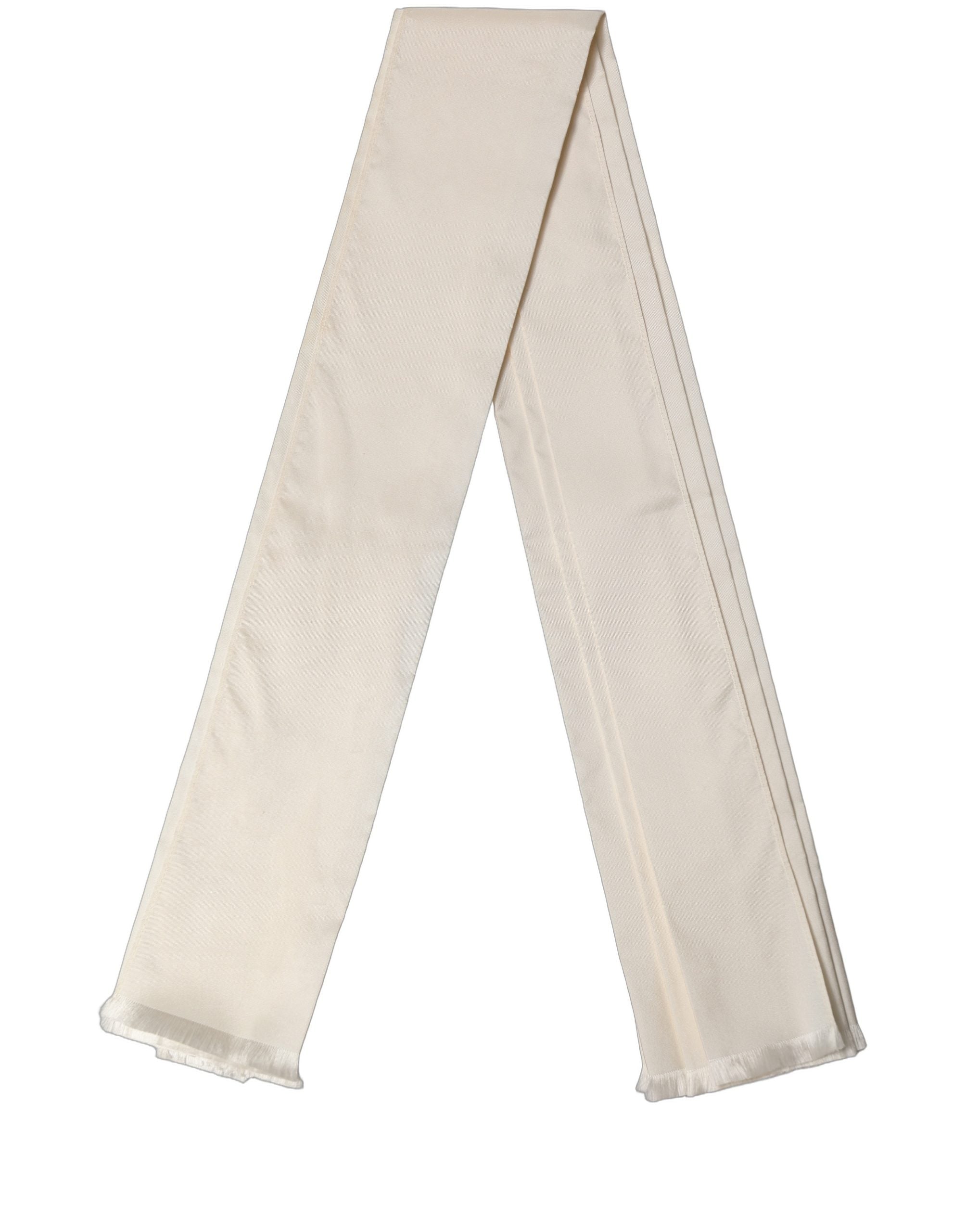 Dolce & Gabbana Dolce & Gabbana Men Cream Satin Silk Fringed Neck Shawl Men's Scarf