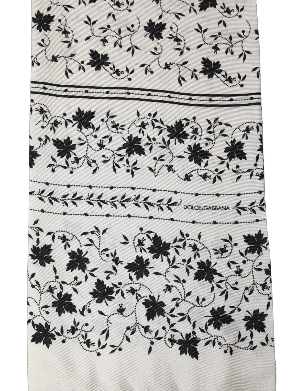 Dolce & Gabbana Dolce & Gabbana White Floral Silk Fringed Neck Shawl Men's Scarf
