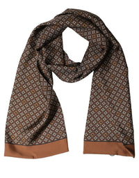 Dolce & Gabbana Dolce & Gabbana Brown Geometric Silk Men Neck Shawl Men's Scarf