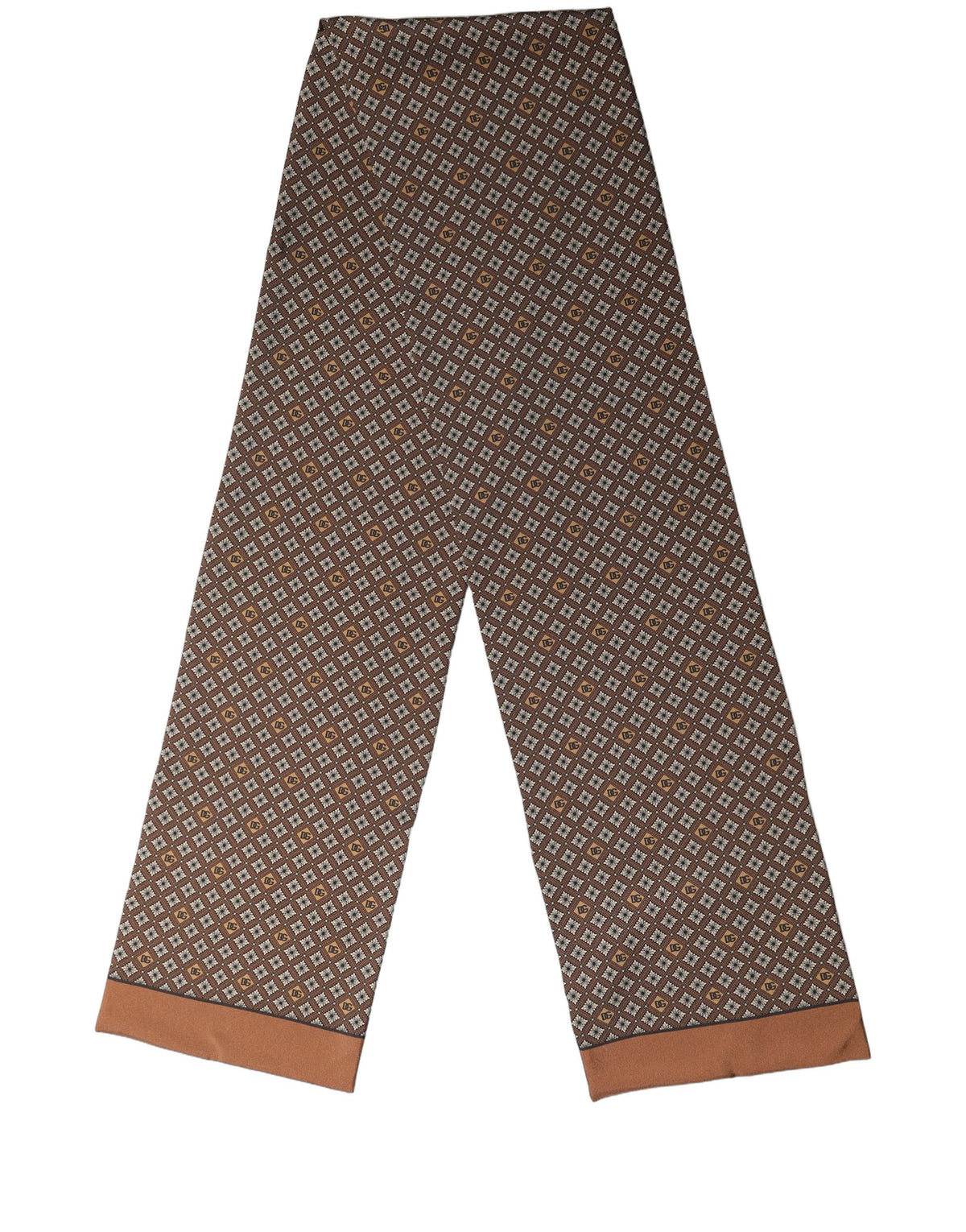 Dolce & Gabbana Dolce & Gabbana Brown Geometric Silk Men Neck Shawl Men's Scarf