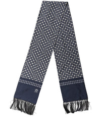 Dolce & Gabbana Dolce & Gabbana Men Navy Blue Geometric Dot Silk Fringed Neck Shawl Men's Scarf