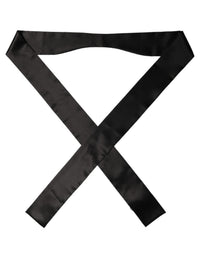 Dolce & Gabbana Dolce & Gabbana Men Black Satin Silk Skinny Neck Shawl Men's Scarf