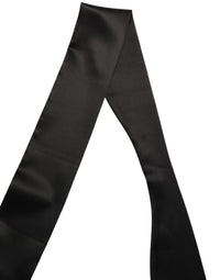 Dolce & Gabbana Dolce & Gabbana Men Black Satin Silk Skinny Neck Shawl Men's Scarf