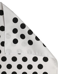 Dolce & Gabbana White Black Polka Dot Square Foulard Men's Scarf