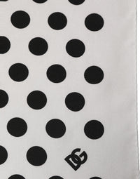 Dolce & Gabbana White Black Polka Dot Square Foulard Men's Scarf