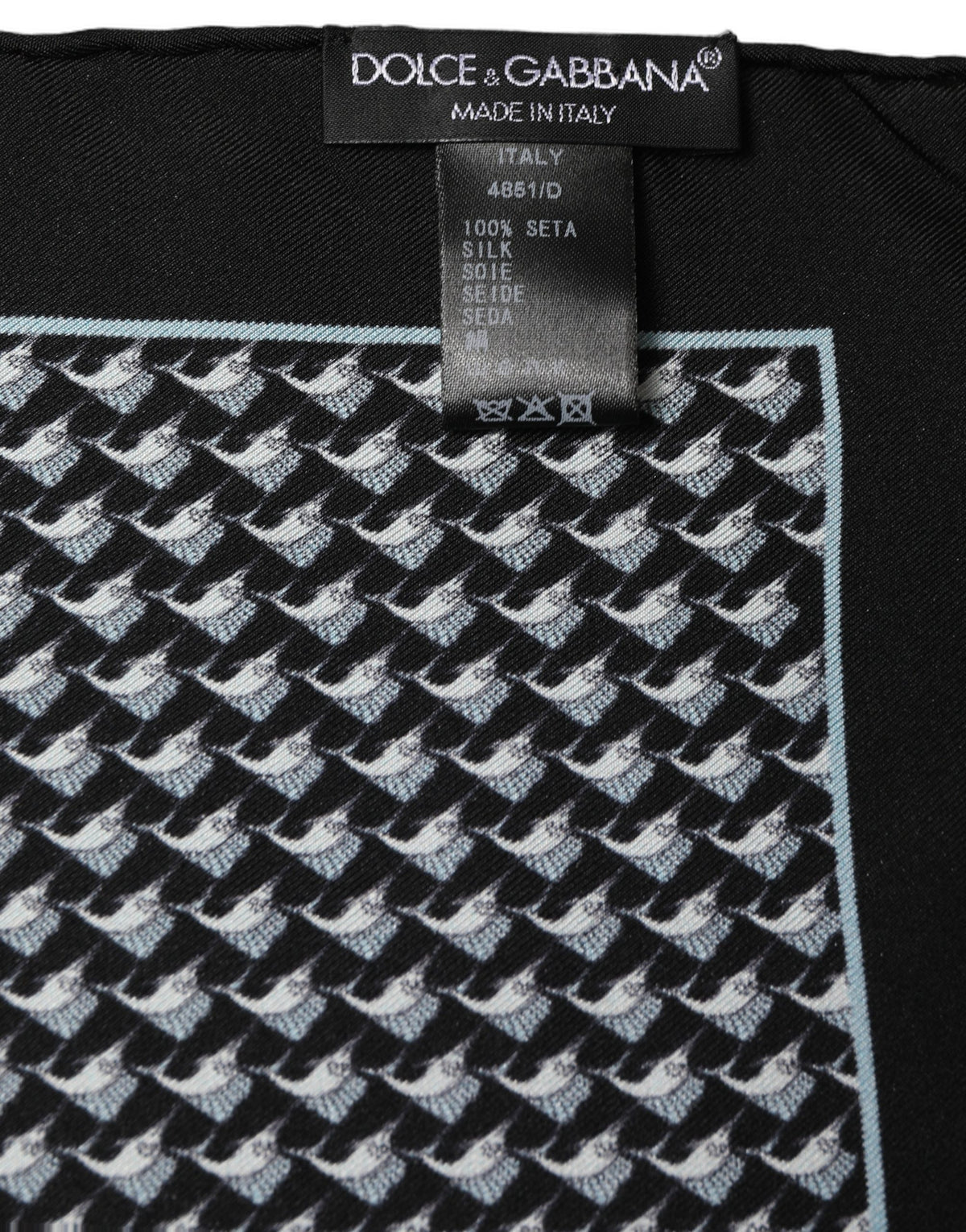 Dolce & Gabbana Dolce & Gabbana Black Silk Geometric Handkerchief Pocket Men's Scarf
