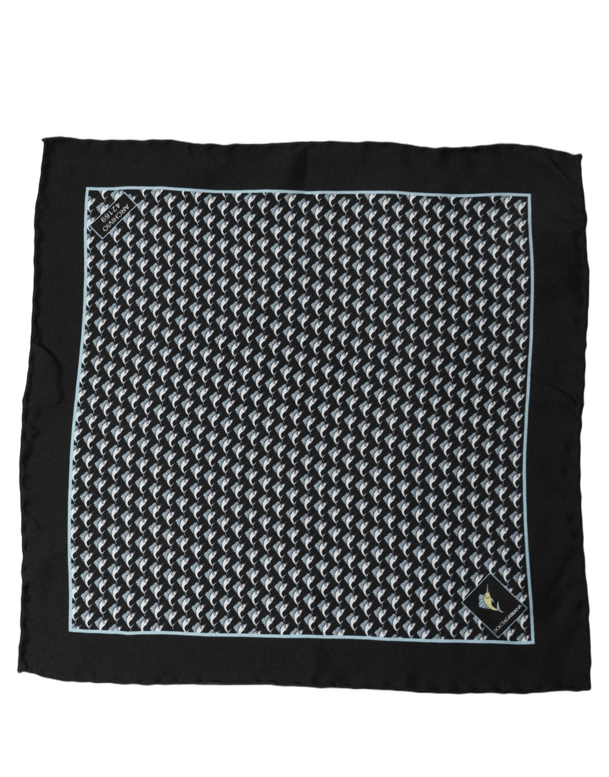Dolce & Gabbana Dolce & Gabbana Black Silk Geometric Handkerchief Pocket Men's Scarf