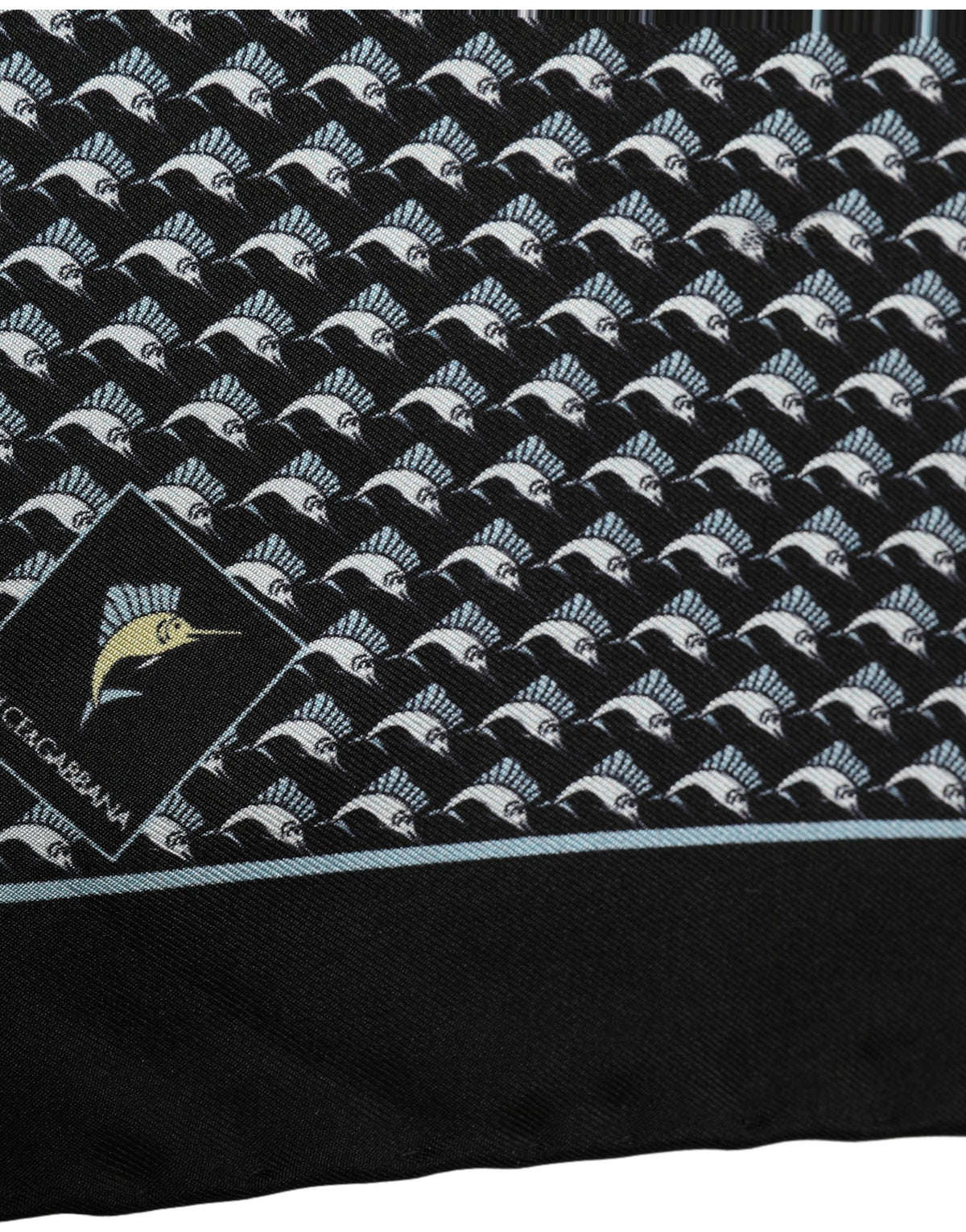 Dolce & Gabbana Dolce & Gabbana Black Silk Geometric Handkerchief Pocket Men's Scarf