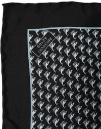 Dolce & Gabbana Dolce & Gabbana Black Silk Geometric Handkerchief Pocket Men's Scarf