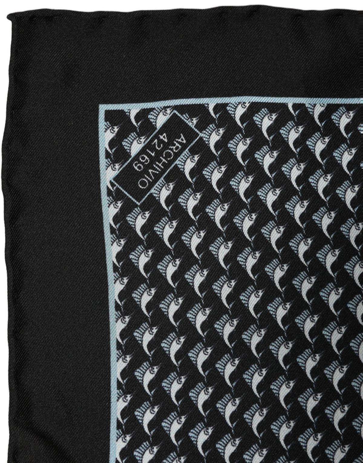 Dolce & Gabbana Dolce & Gabbana Black Silk Geometric Handkerchief Pocket Men's Scarf