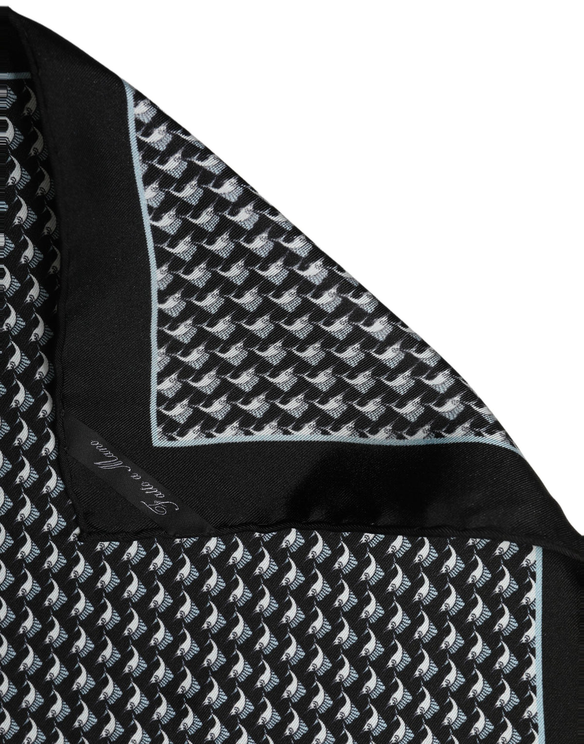 Dolce & Gabbana Dolce & Gabbana Black Silk Geometric Handkerchief Pocket Men's Scarf