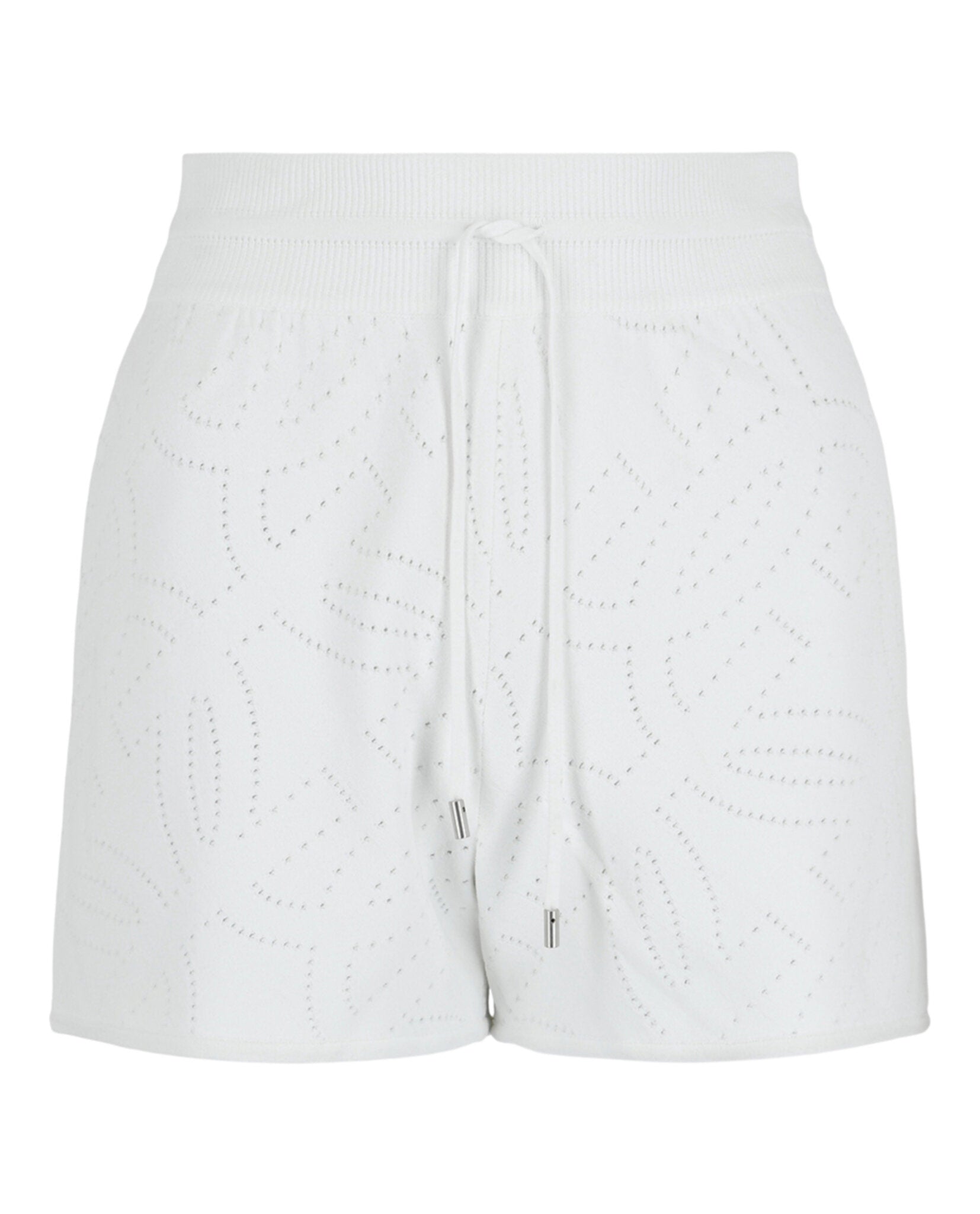 Ferragamo Womens Gancini Pattern Drawstring Shorts White