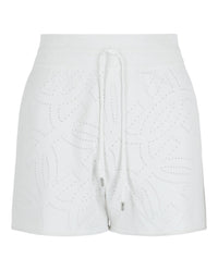 Ferragamo Womens Gancini Pattern Drawstring Shorts White