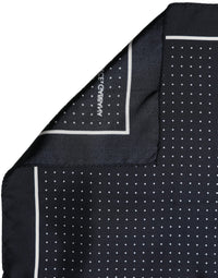 Dolce & Gabbana Dolce & Gabbana Blue Silk Polka Dot Handkerchief Pocket Men's Scarf