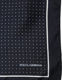 Dolce & Gabbana Dolce & Gabbana Blue Silk Polka Dot Handkerchief Pocket Men's Scarf