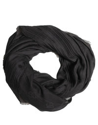 Dolce & Gabbana Dolce & Gabbana Black Silk Wool Fringed Men Lace Stole Men's Scarf