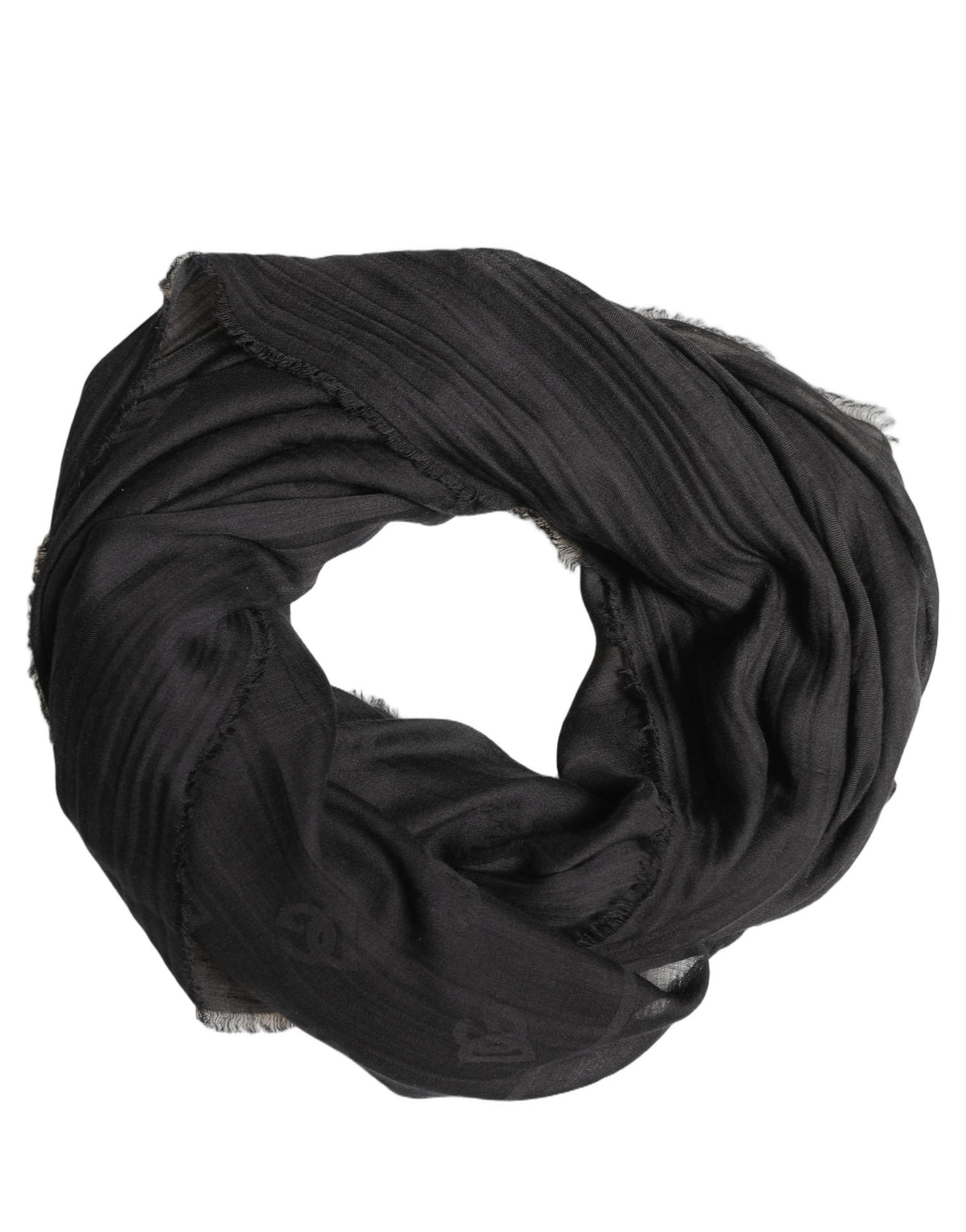 Dolce & Gabbana Dolce & Gabbana Black Silk Wool Fringed Men Lace Stole Men's Scarf
