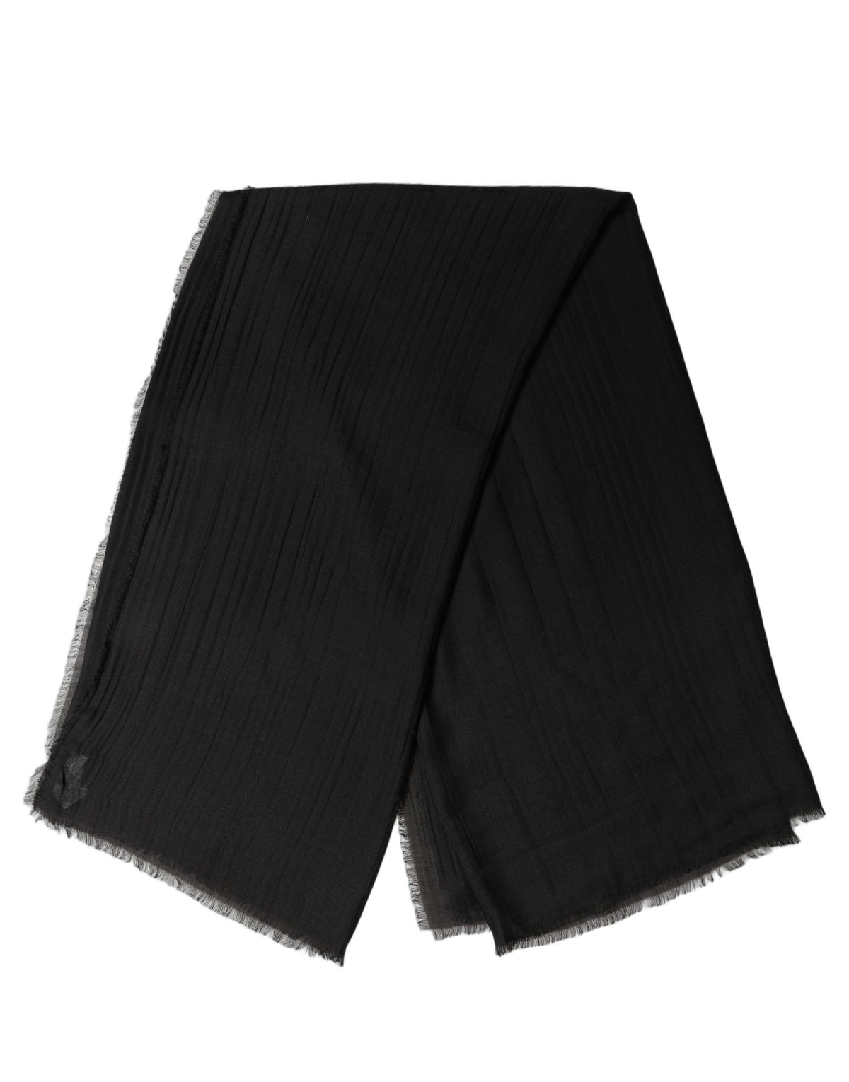 Dolce & Gabbana Dolce & Gabbana Black Silk Wool Fringed Men Lace Stole Men's Scarf