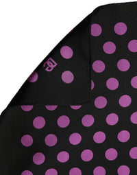 Dolce & Gabbana Dolce & Gabbana Purple Black Polka Dot Square Foulard Men's Scarf
