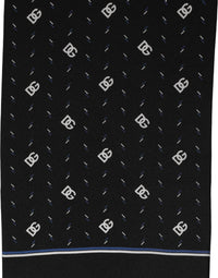 Dolce & Gabbana Dolce & Gabbana Black Silk DG Logo Men Fringed Shawl Men's Scarf
