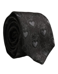 Dolce & Gabbana Dolce & Gabbana Men Black Silk Sacred Heart Adjustable Men'sd NeckMen's Men's Tie
