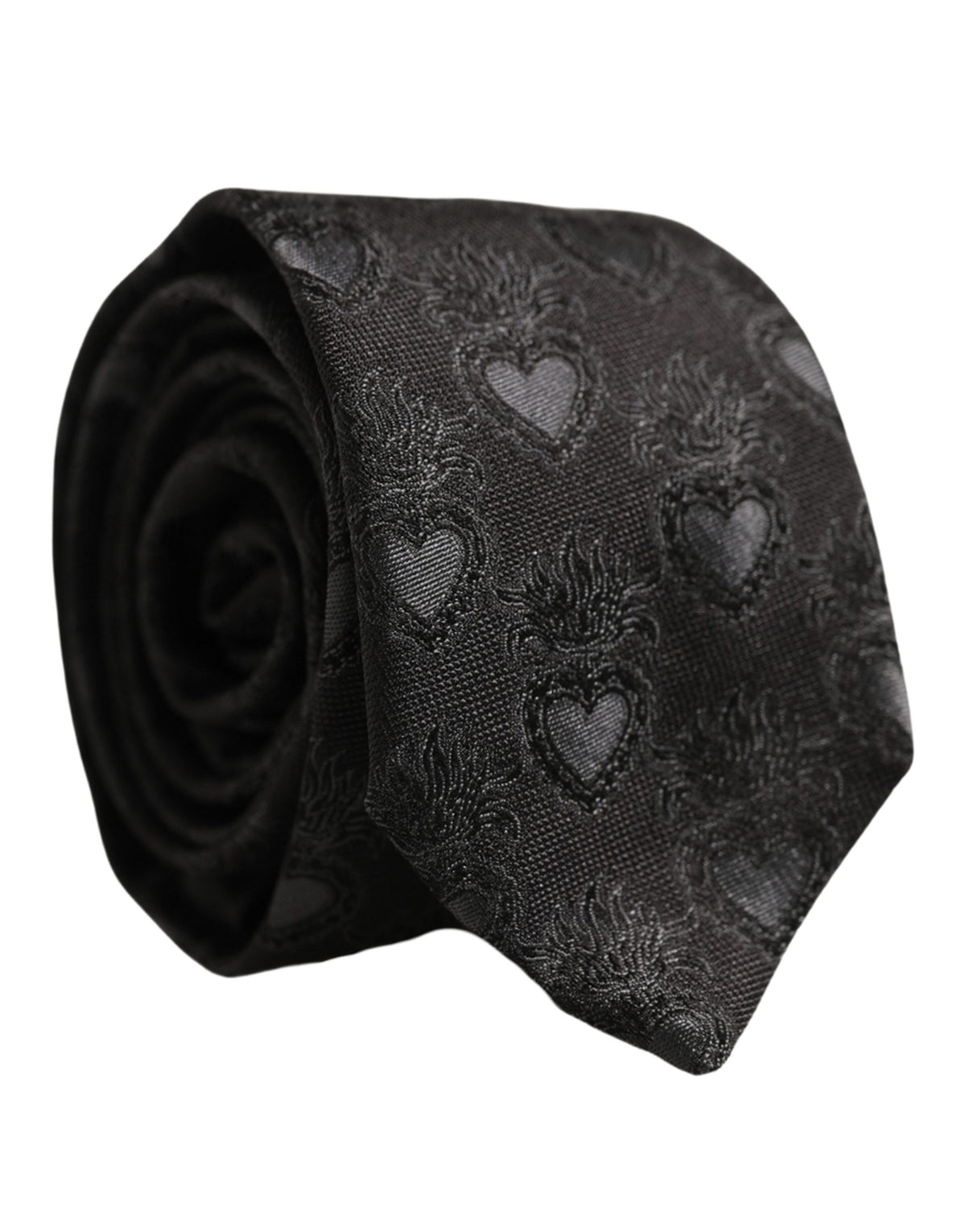 Dolce & Gabbana Dolce & Gabbana Men Black Silk Sacred Heart Adjustable Men'sd NeckMen's Men's Tie