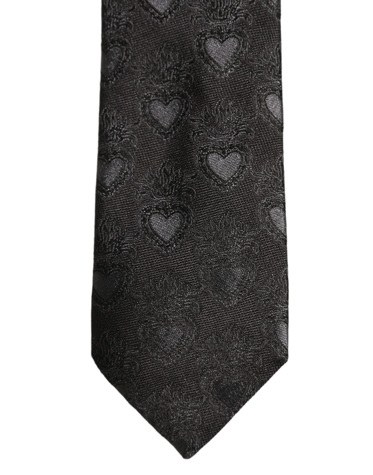 Dolce & Gabbana Dolce & Gabbana Men Black Silk Sacred Heart Adjustable Men'sd NeckMen's Men's Tie