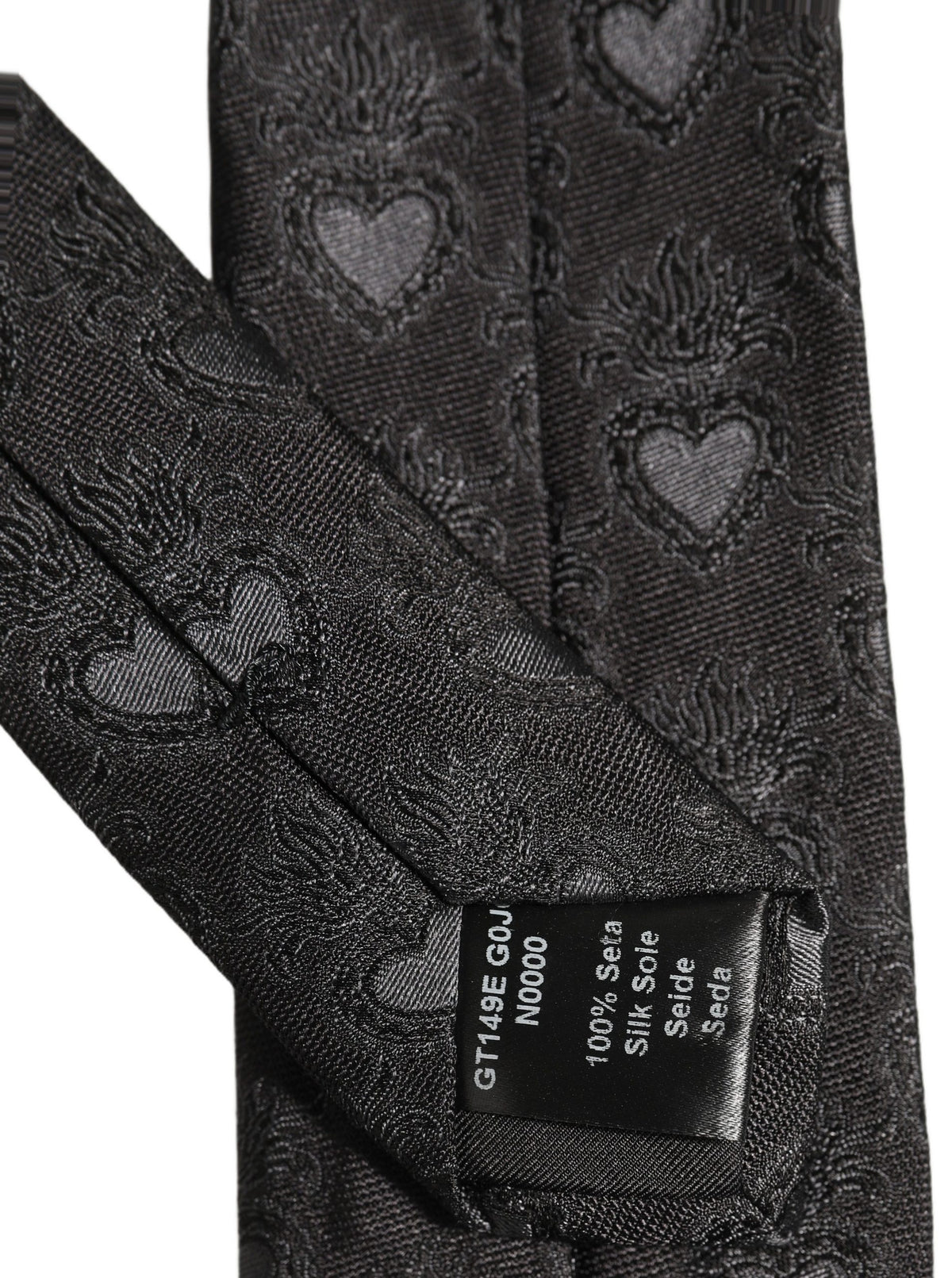 Dolce & Gabbana Dolce & Gabbana Men Black Silk Sacred Heart Adjustable Men'sd NeckMen's Men's Tie