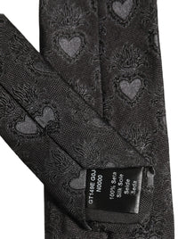 Dolce & Gabbana Dolce & Gabbana Men Black Silk Sacred Heart Adjustable Men'sd NeckMen's Men's Tie