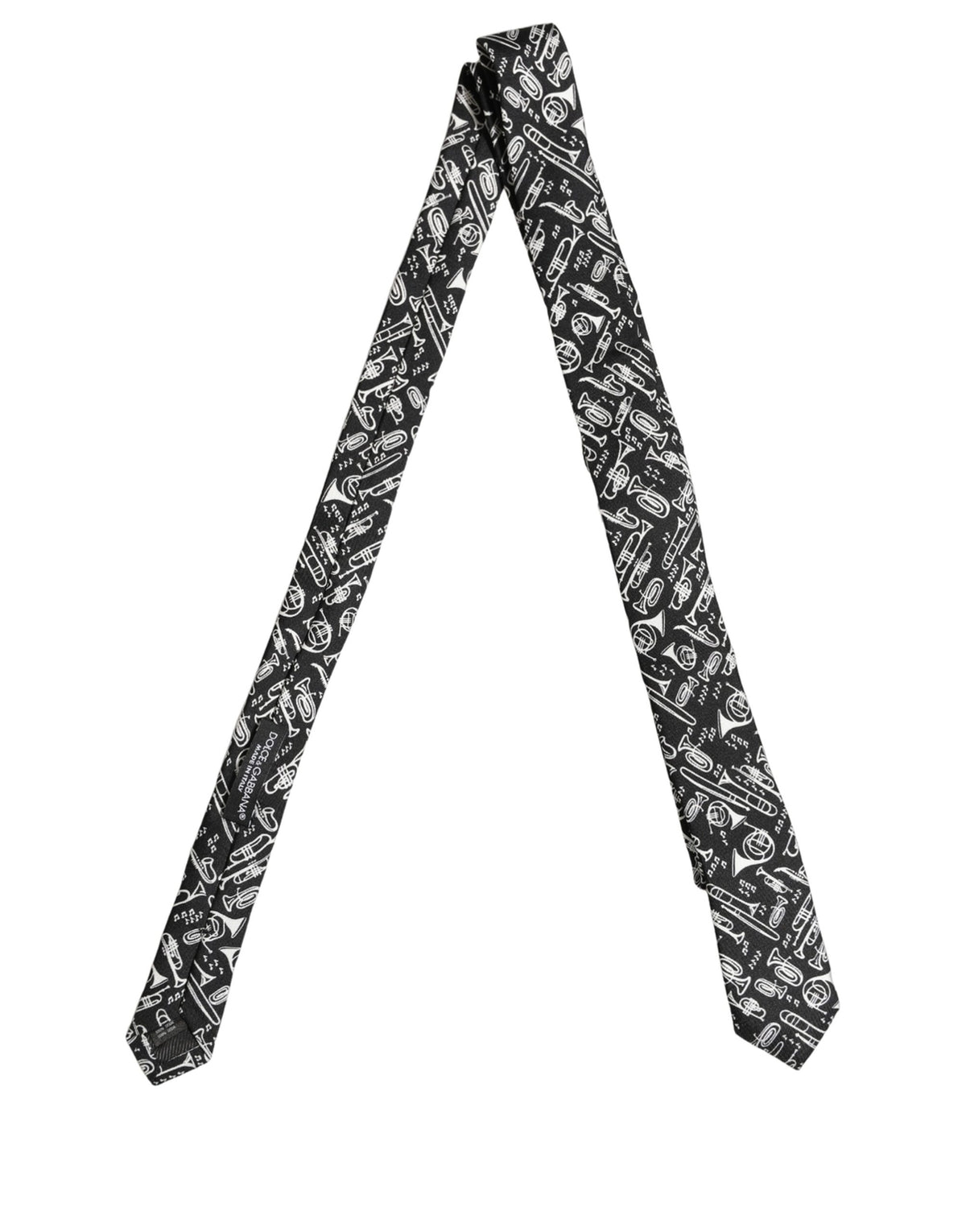 Dolce & Gabbana Dolce & Gabbana Black Musical Instrument Silk Adjustable Men'sd NeckMen's Men's Tie