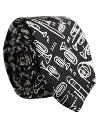 Dolce & Gabbana Dolce & Gabbana Black Musical Instrument Silk Adjustable Men'sd NeckMen's Men's Tie